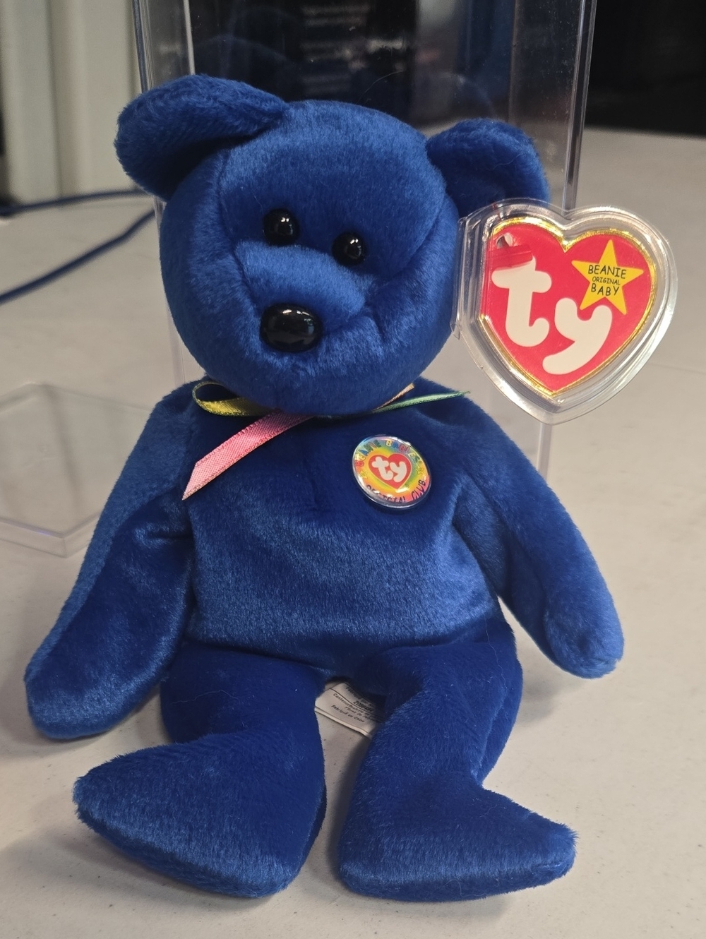 Ty Beanie Babies "CLUBBY" Born 1998 with Heart Tag and Ribbon In Case